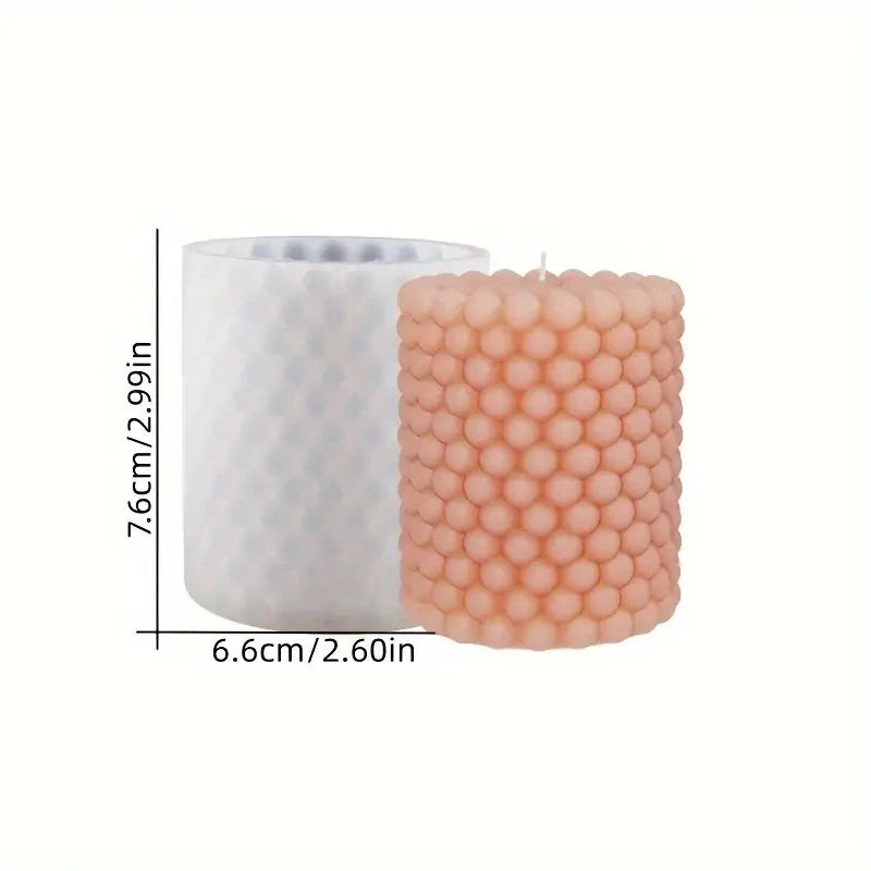 3D-Silikonform für Kerzen – Zylinder, Blasenmuster & Kugelform – Für Duftkerzen, Aromatherapie, Gips & DIY-Kreationen – Handgefertigte Gussform
