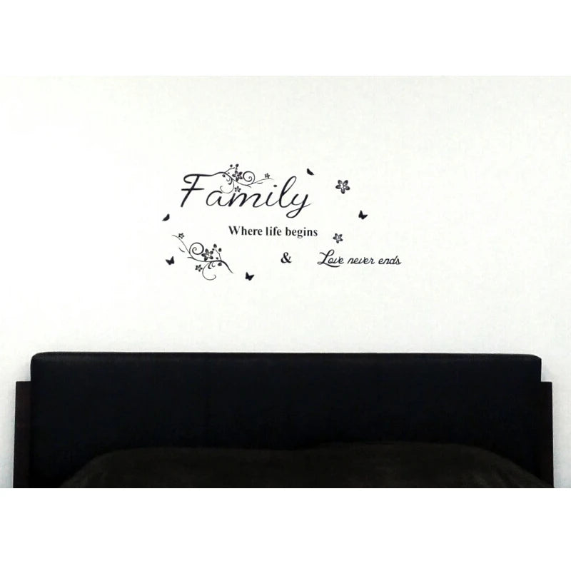 Wandtattoo „Familie – Wo das Leben beginnt, die Liebe niemals endet“ – Wandaufkleber für Wohnzimmer, Schlafzimmer, Wohnzimmer, Schlafzimmer – Abnehmbares Poster mit englischen Sprichwörtern