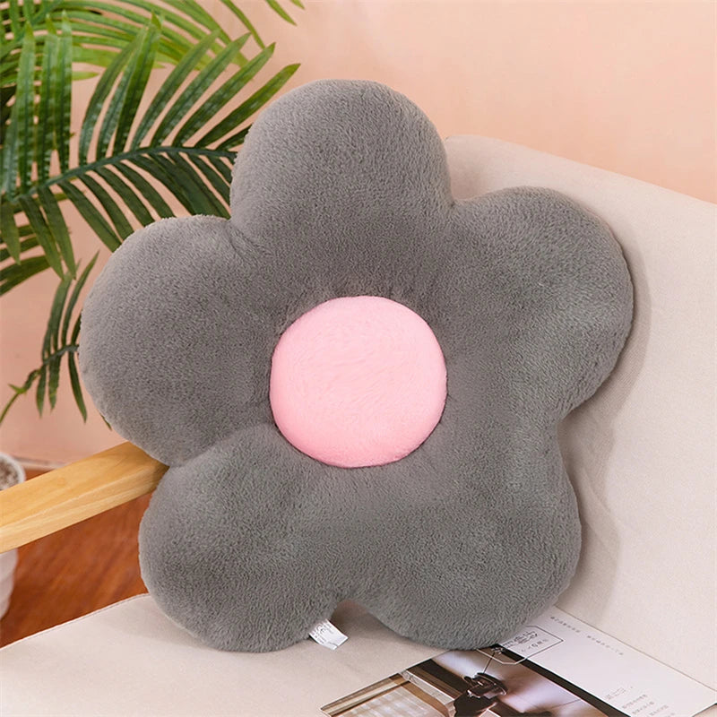 12/35 cm Plüsch-Blumenkissen (5 Blütenblätter) – Mädchenzimmer-Deko, Sonnenblumen-Kissen, Sitzkissen für Erker & Schlafzimmer – Rosa Blume