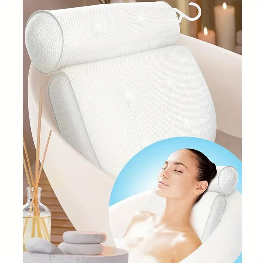 1 Spa-Badewannenkissen mit rutschfesten Saugnäpfen zur Stützung von Nacken und Rücken – Badewannen- und Badezimmer-Zubehör