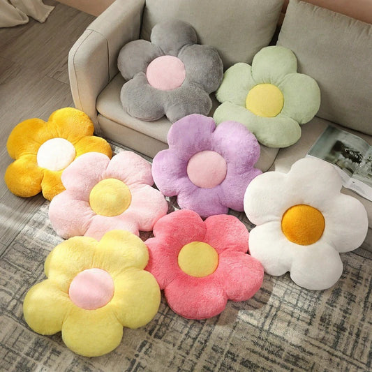 12/35 cm Plüsch-Blumenkissen (5 Blütenblätter) – Mädchenzimmer-Deko, Sonnenblumen-Kissen, Sitzkissen für Erker & Schlafzimmer – Rosa Blume