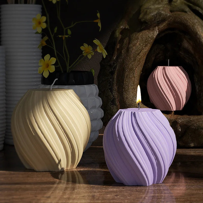 3D-Silikonform für rotierende Säulenkerzen – Geometrische Wellen-Kerzenform – DIY-Form für abstrakte Kunst, Seife, Harz & Gips – Handwerks- und Wohndekor