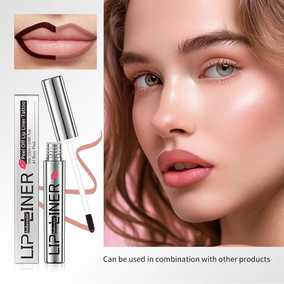 Lipliner-Stift zum Abziehen, Lippenflecken-Tattoo, langanhaltend, matt, wasserfest, wischfest, transparent