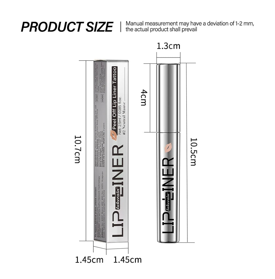 Lipliner-Stift zum Abziehen, Lippenflecken-Tattoo, langanhaltend, matt, wasserfest, wischfest, transparent