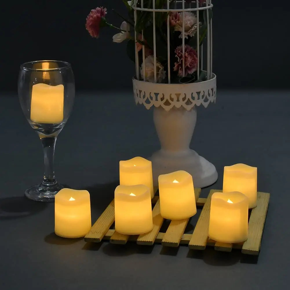 24-teiliges Set flammenlose LED-Kerzen – Kreative LED-Teelichter (Wunschkerzen) in Warmweiß – Flammenlose Kerzenbeleuchtung für Halloween & Weihnachtsdekoration