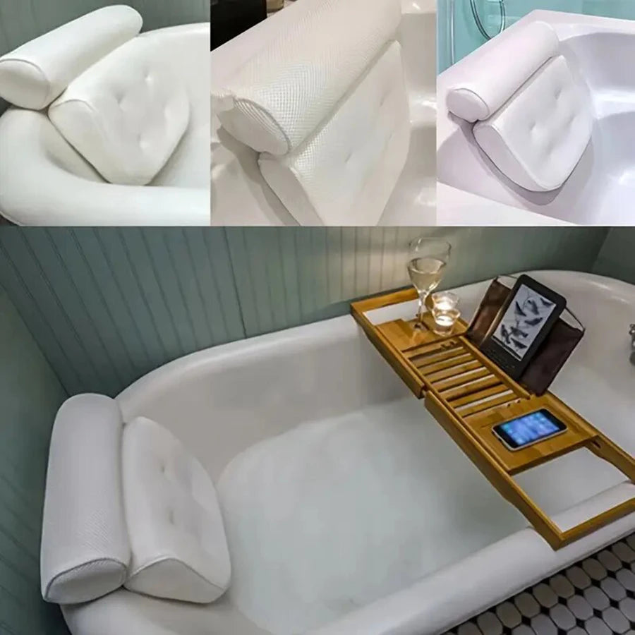 1 Spa-Badewannenkissen mit rutschfesten Saugnäpfen zur Stützung von Nacken und Rücken – Badewannen- und Badezimmer-Zubehör