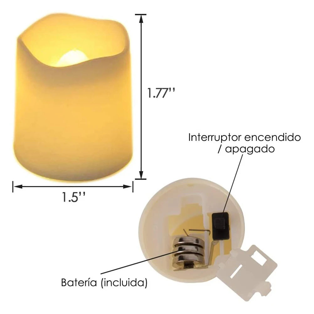 24-teiliges Set flammenlose LED-Kerzen – Kreative LED-Teelichter (Wunschkerzen) in Warmweiß – Flammenlose Kerzenbeleuchtung für Halloween & Weihnachtsdekoration