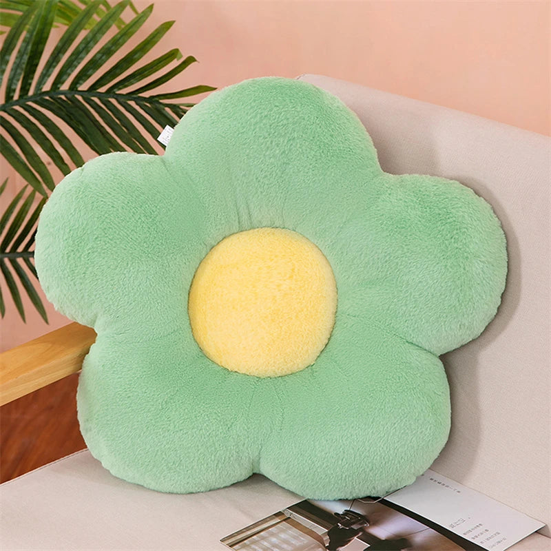 12/35 cm Plüsch-Blumenkissen (5 Blütenblätter) – Mädchenzimmer-Deko, Sonnenblumen-Kissen, Sitzkissen für Erker & Schlafzimmer – Rosa Blume