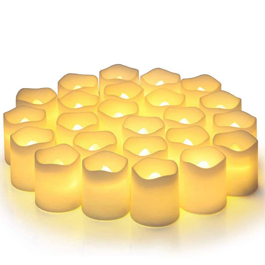 24-teiliges Set flammenlose LED-Kerzen – Kreative LED-Teelichter (Wunschkerzen) in Warmweiß – Flammenlose Kerzenbeleuchtung für Halloween & Weihnachtsdekoration