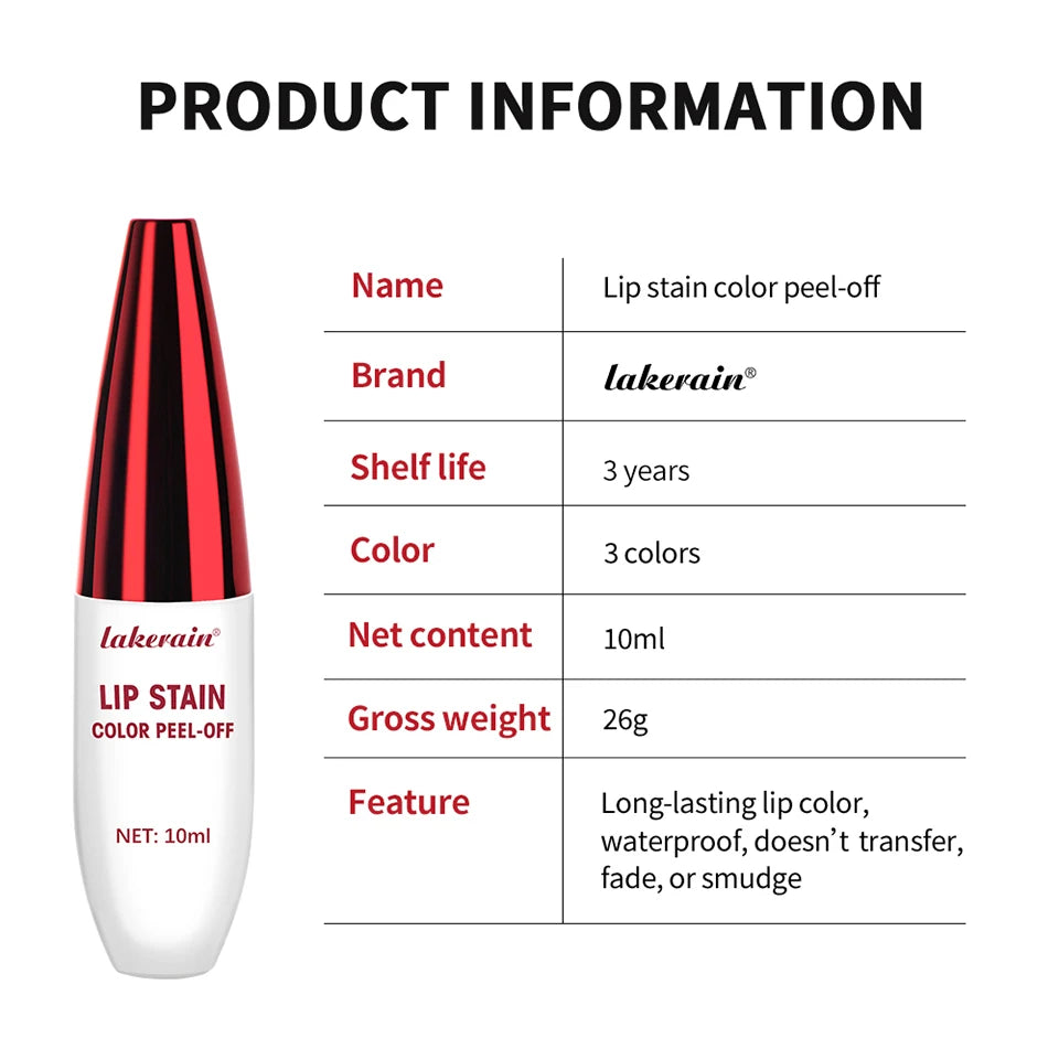 Lip Stain Peel Off 24 Stunden wasserfester Lippenstift, flüssiges Make-up