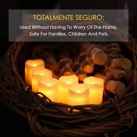 24-teiliges Set flammenlose LED-Kerzen – Kreative LED-Teelichter (Wunschkerzen) in Warmweiß – Flammenlose Kerzenbeleuchtung für Halloween & Weihnachtsdekoration