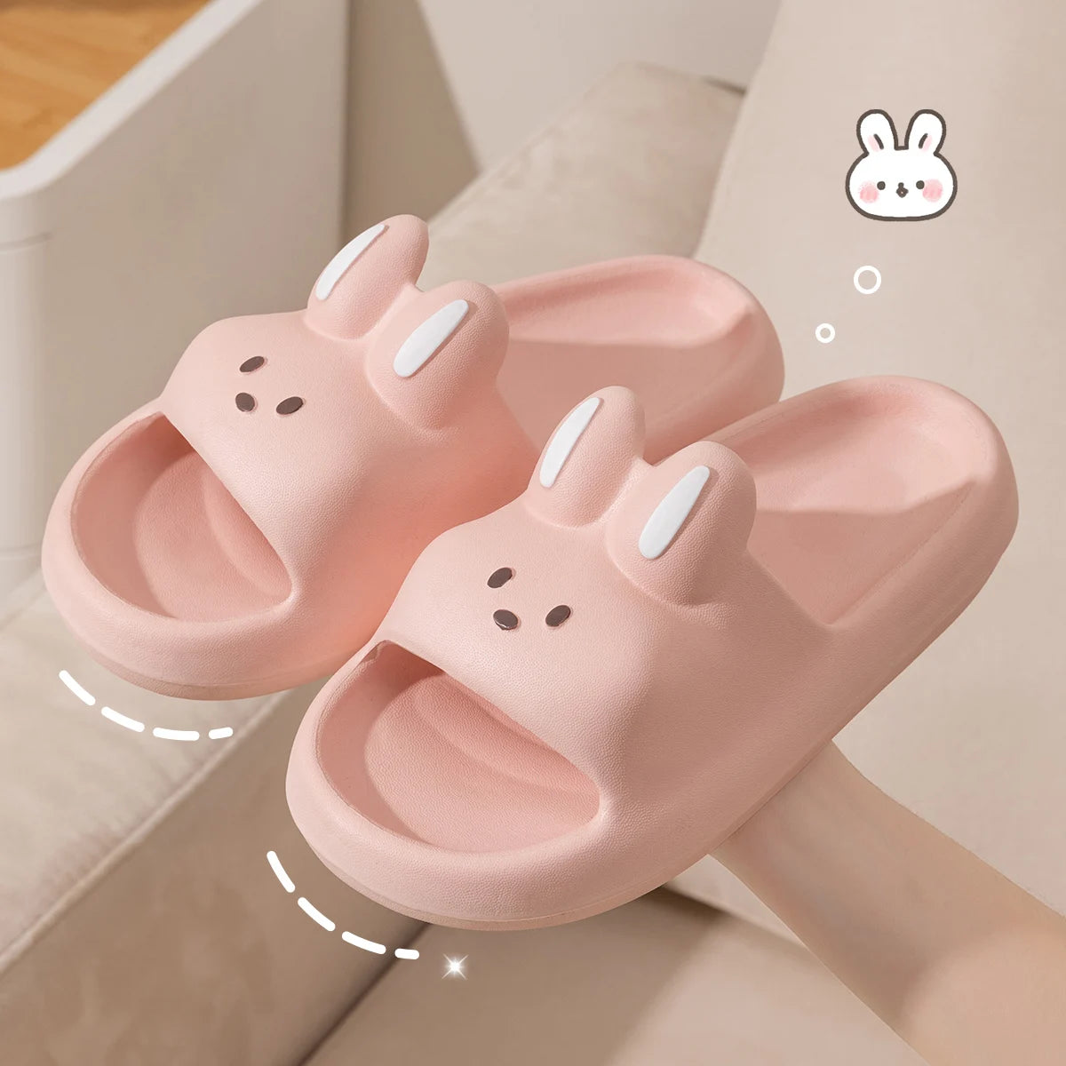„Pillow Rabbit“-Hausschuhe für Damen und Herren | Haus-Slides & Duschsandalen | Extrem bequem | Dicke, gepolsterte Sohle