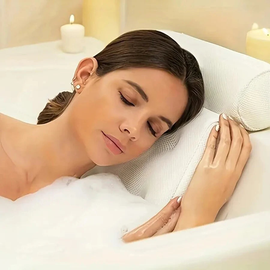 1 Spa-Badewannenkissen mit rutschfesten Saugnäpfen zur Stützung von Nacken und Rücken – Badewannen- und Badezimmer-Zubehör
