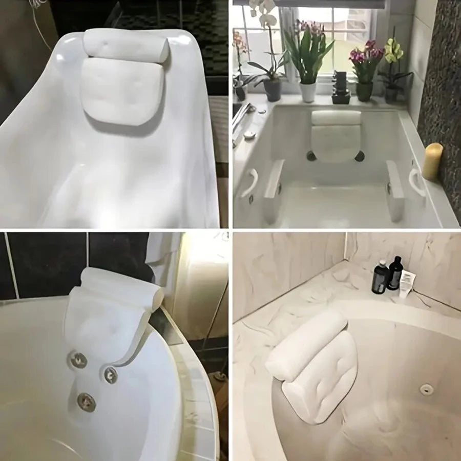1 Spa-Badewannenkissen mit rutschfesten Saugnäpfen zur Stützung von Nacken und Rücken – Badewannen- und Badezimmer-Zubehör