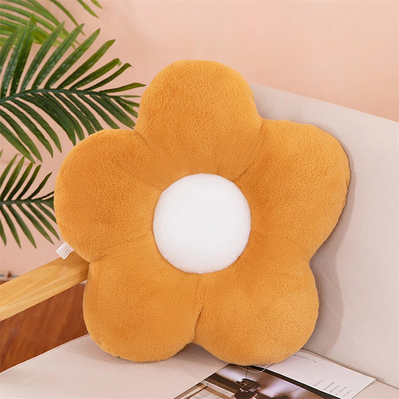 12/35 cm Plüsch-Blumenkissen (5 Blütenblätter) – Mädchenzimmer-Deko, Sonnenblumen-Kissen, Sitzkissen für Erker & Schlafzimmer – Rosa Blume