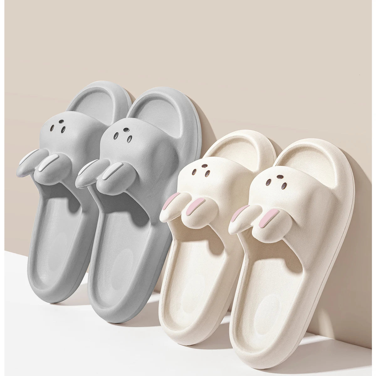 „Pillow Rabbit“-Hausschuhe für Damen und Herren | Haus-Slides & Duschsandalen | Extrem bequem | Dicke, gepolsterte Sohle