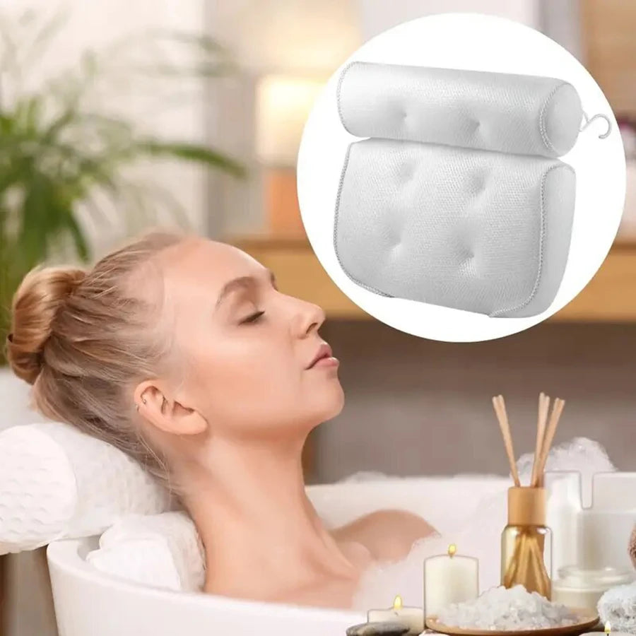 1 Spa-Badewannenkissen mit rutschfesten Saugnäpfen zur Stützung von Nacken und Rücken – Badewannen- und Badezimmer-Zubehör