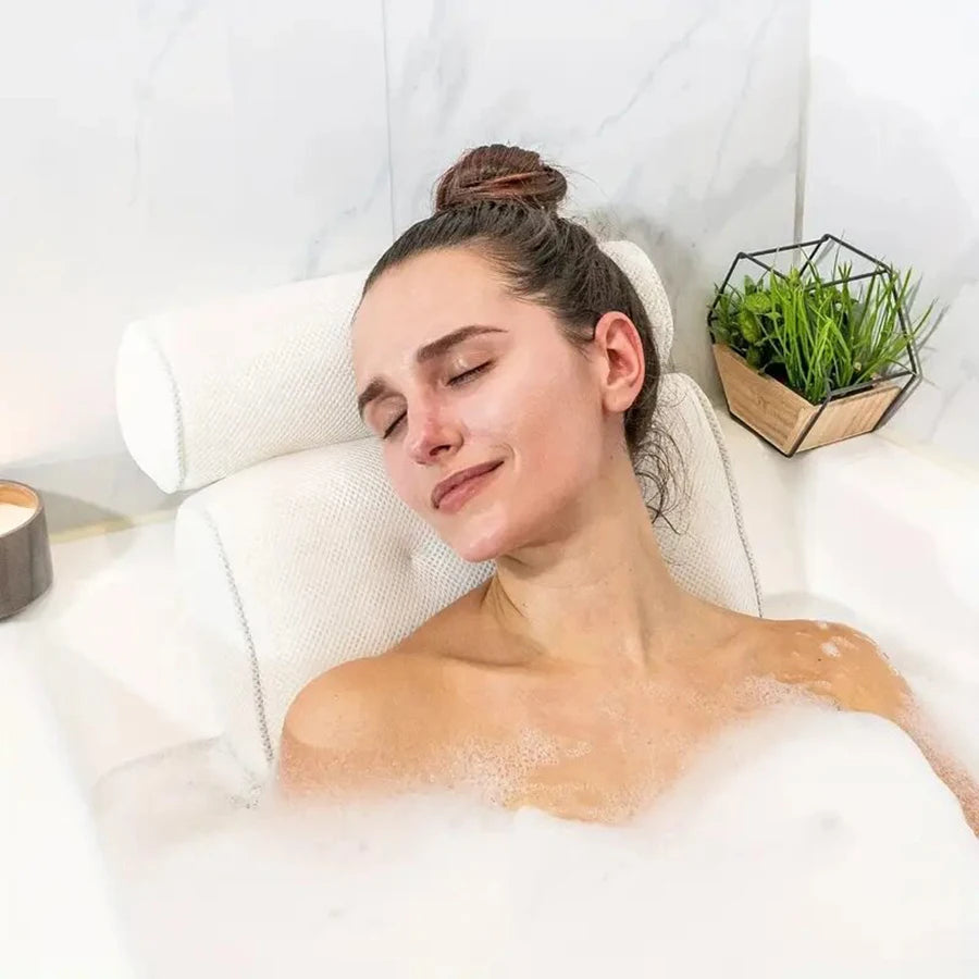 1 Spa-Badewannenkissen mit rutschfesten Saugnäpfen zur Stützung von Nacken und Rücken – Badewannen- und Badezimmer-Zubehör