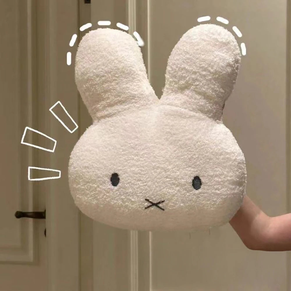 Kawaii Miffy Plüschkissen – Niedliches Cartoon-Kaninchen, hochwertig gefüllt, schlichtes Sofakissen für Wohn- & Schlafzimmer, ideales Geschenk für Mädchen