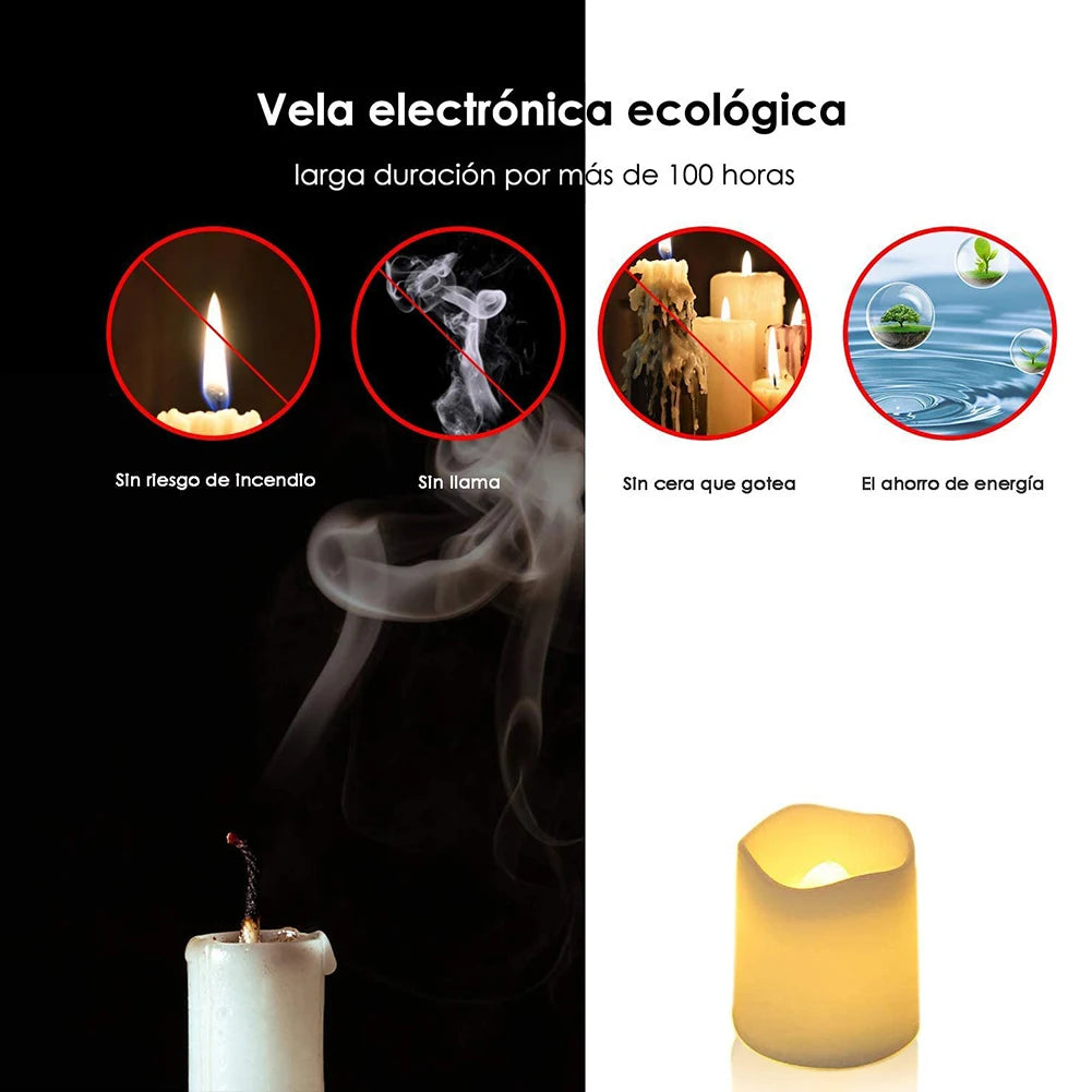 24-teiliges Set flammenlose LED-Kerzen – Kreative LED-Teelichter (Wunschkerzen) in Warmweiß – Flammenlose Kerzenbeleuchtung für Halloween & Weihnachtsdekoration