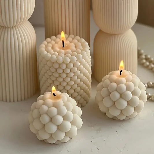 3D-Silikonform für Kerzen – Zylinder, Blasenmuster & Kugelform – Für Duftkerzen, Aromatherapie, Gips & DIY-Kreationen – Handgefertigte Gussform