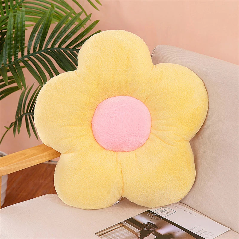 12/35 cm Plüsch-Blumenkissen (5 Blütenblätter) – Mädchenzimmer-Deko, Sonnenblumen-Kissen, Sitzkissen für Erker & Schlafzimmer – Rosa Blume