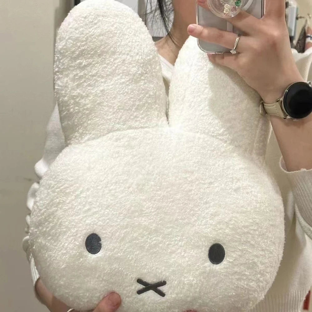 Kawaii Miffy Plüschkissen – Niedliches Cartoon-Kaninchen, hochwertig gefüllt, schlichtes Sofakissen für Wohn- & Schlafzimmer, ideales Geschenk für Mädchen