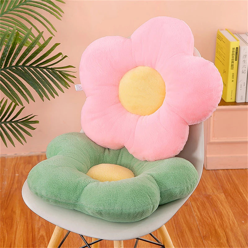 12/35 cm Plüsch-Blumenkissen (5 Blütenblätter) – Mädchenzimmer-Deko, Sonnenblumen-Kissen, Sitzkissen für Erker & Schlafzimmer – Rosa Blume