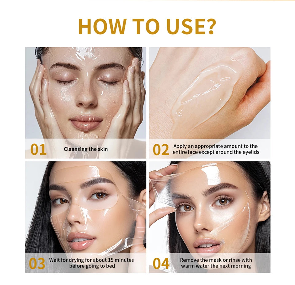 oreanische Deep-Collagen-Maske – Peel-off-Gesichtsmaske mit Anti-Falten- & Lifting-Effekt – Bio-Pflegemaske für die Nacht – Intensivpflege für die Frau